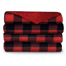 Load image into Gallery viewer, Sunbeam 50 Inch x 60 Inch Microplush Heated Throw in Red Plaid
