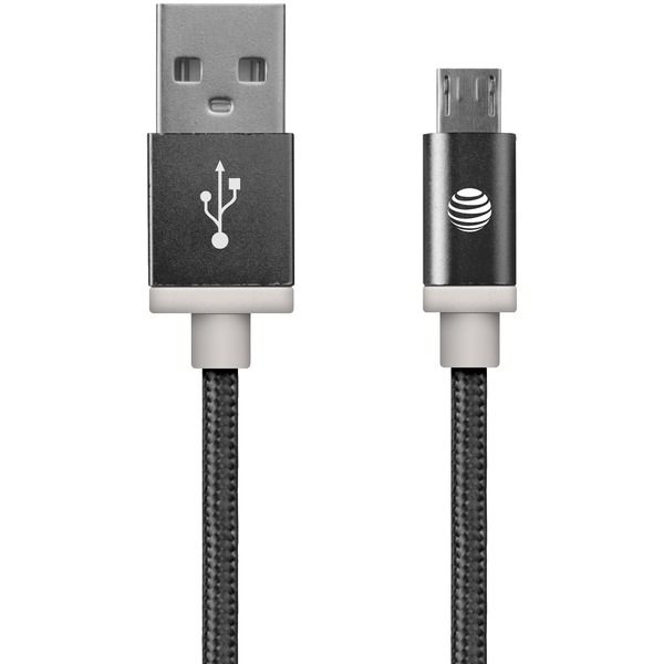 AT&T MC05-BLK Charge & Sync Braided USB to Micro USB Cable, 5ft (Black)